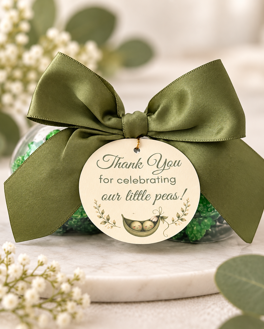Two peas in a pod celebration favor