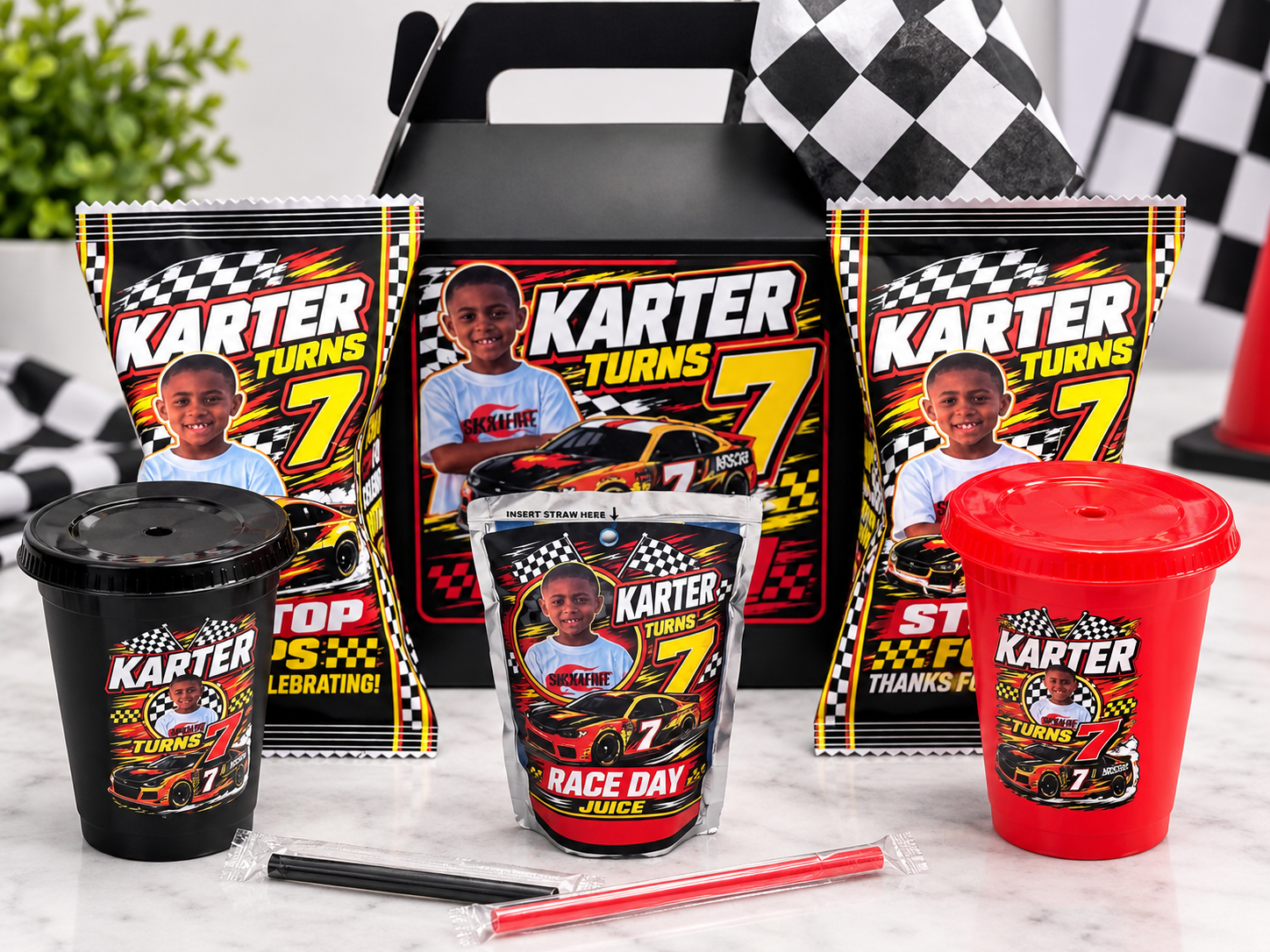 Custom racing birthday party favors