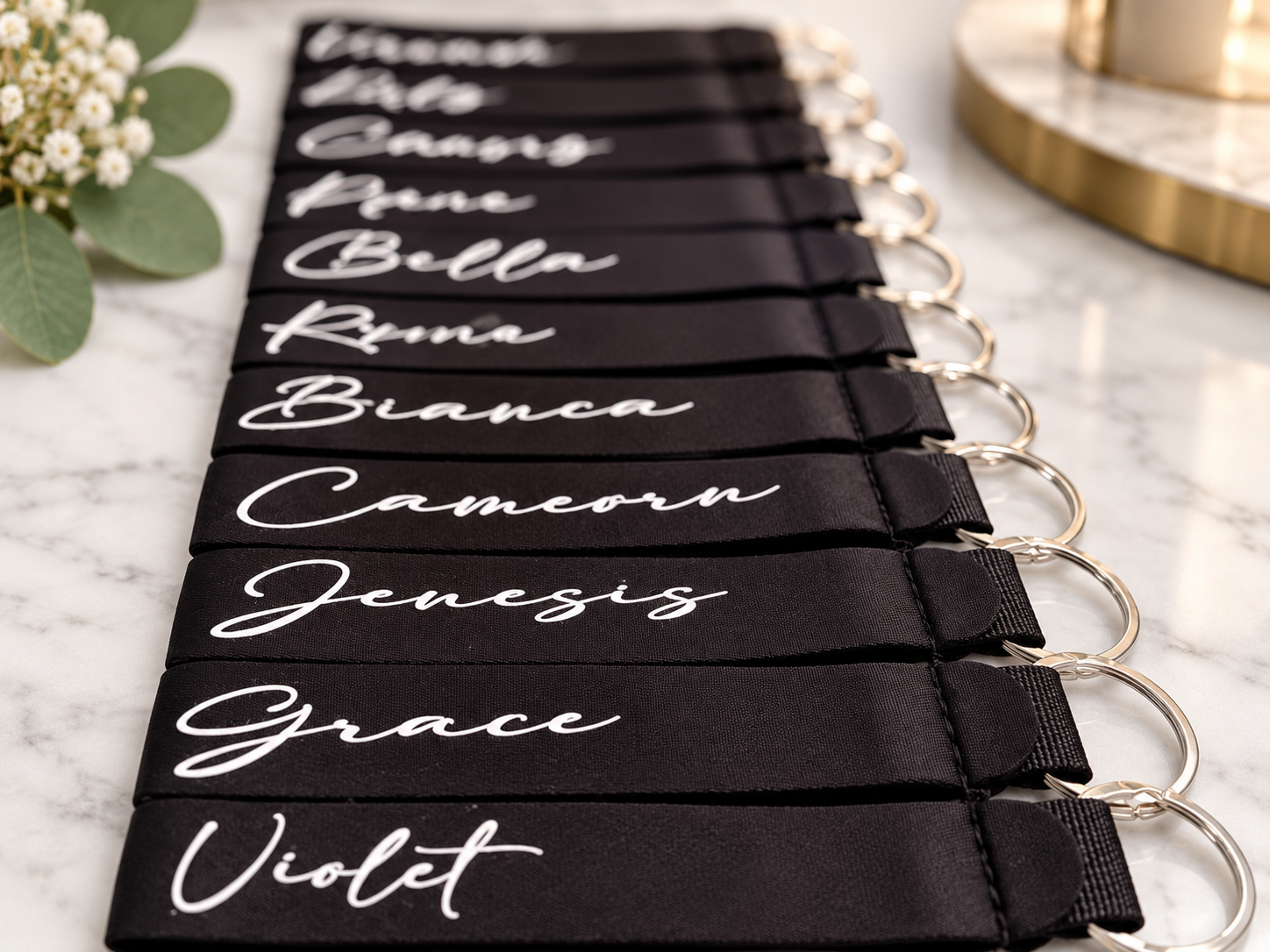 Personalized wristlet keychains